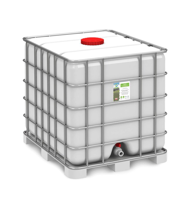 Paletopojemnik Agro ECA 900 l z etykietą produktu